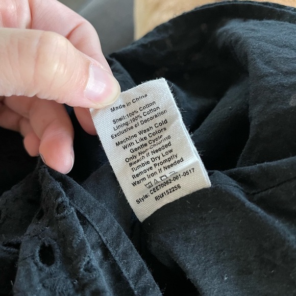 Anthro/ Avec Les Filles| Black Eyelet Dress with Bell Sleeves, Size XS••• - Picture 12 of 15